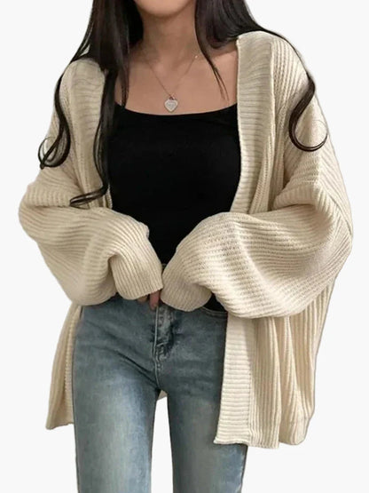 Damers avslappnad oversized stickad cardigan – perfekt för vardagsbruk och mysiga dagar