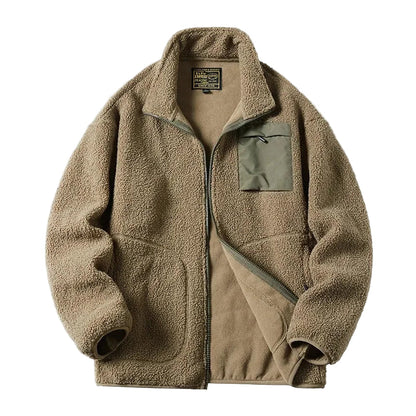 Herrar Unisex Teddyjacka med Fleecefoder – Avslappnad Vardagsstil för Höst och Vinter
