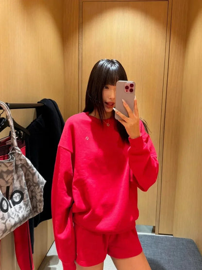 Dam Oversized Sweatshirt Trendig Vardagsstil och Träning