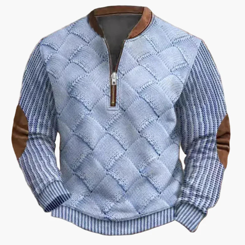 Herr Halvzip Tröja – Varm Stickad Sweatshirt för Höst/Vinter – Modern och Bekväm