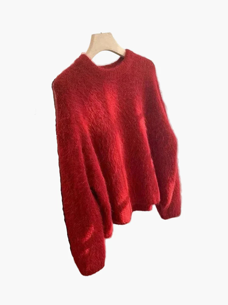 Damtröja Oversized Lös Stickad Tröja för Vardagsbruk och Mysiga Kvällar