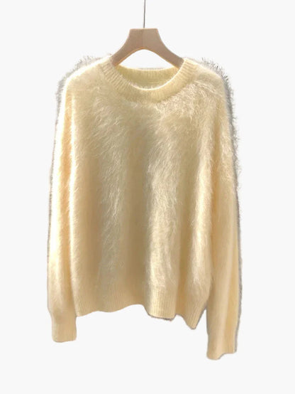 Damtröja Oversized Lös Stickad Tröja för Vardagsbruk och Mysiga Kvällar