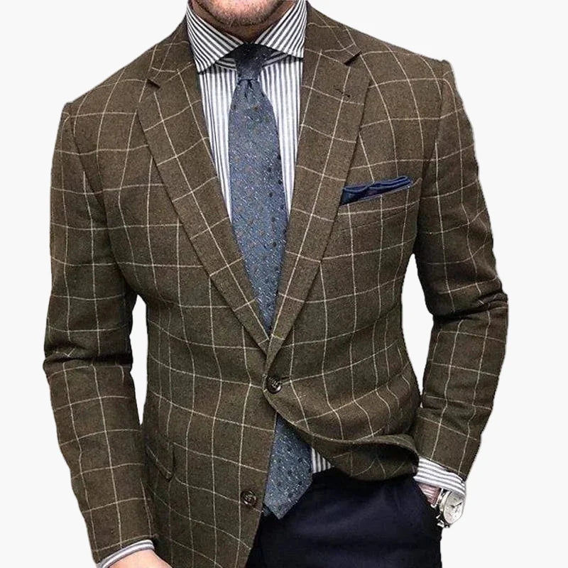 Herr Elegant Rutig Kavaj – Moderiktig Blazer för Affärs- och Fritidsbruk