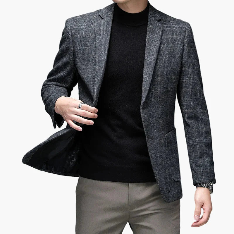 Herr Kavaj – Modern Rutig Blazer för Affär och Fest
