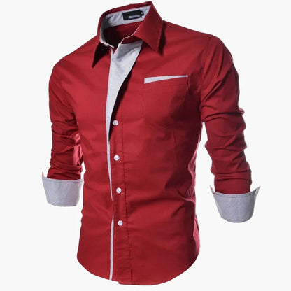 Herrskjorta Slim Fit – Modern Design för Kontor och Fest