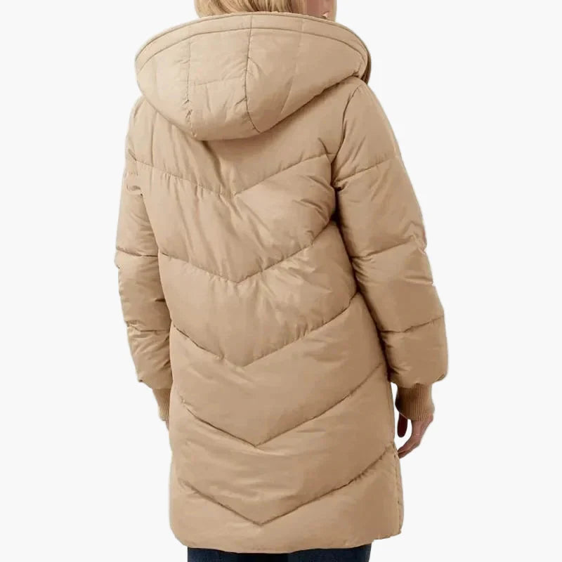 Dam Vinterjacka Lång Puffer Varm Fritidsstil med Huva