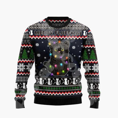 Herr Jultröja Rolig Ugly Christmas Sweater med Sittande Tomte på Skorsten – Perfekt för Julfester