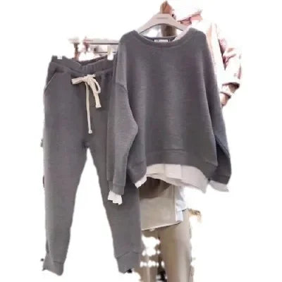 Damernas Plus Size Lounge-set – Avslappnad Tröja & Byxa för Vardagsbruk och Hemmamys