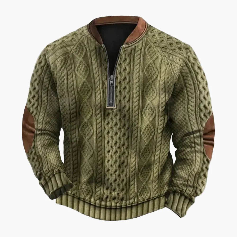 Herr Tröja Halvdragkedja Rhombusmönstrad Patchwork Stil Vardags- och Sportig Pullover