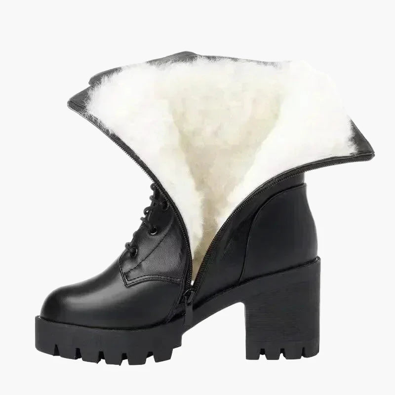 Dam Vinterkängor med Klack och Snörning – Stilrena och Varmfodrade Boots för Höst och Vinter
