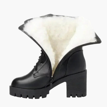 Dam Vinterkängor med Klack och Snörning – Stilrena och Varmfodrade Boots för Höst och Vinter