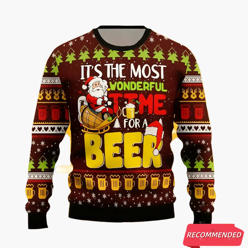 Herr Jultröja Ugly Christmas Sweater – Det är den mest underbara tiden för en öl, festlig partytröja