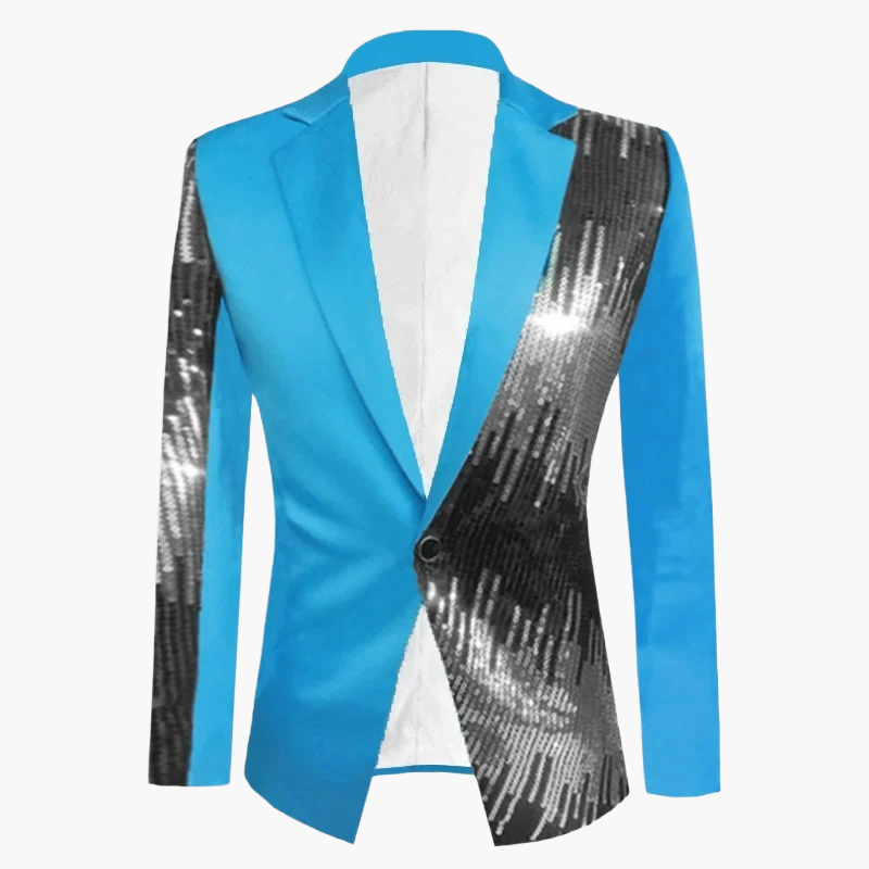 Herrkavaj Fest Blazer med Paljettdetaljer och Unik Design – Perfekt för Kvällsbruk och Evenemang
