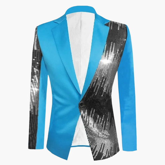 Herrkavaj Fest Blazer med Paljettdetaljer och Unik Design – Perfekt för Kvällsbruk och Evenemang