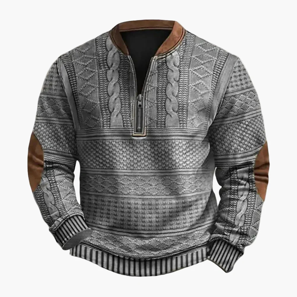 Herr Tröja Halvdragkedja Rhombusmönstrad Patchwork Stil Vardags- och Sportig Pullover