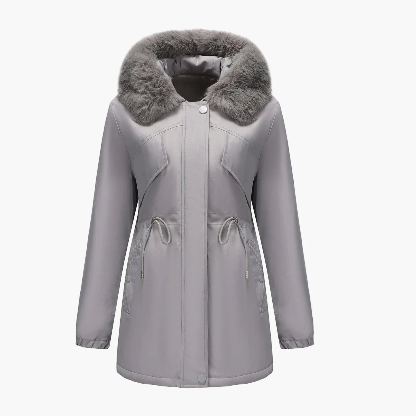Dam Parkas Vinterjacka med Pälsluva – Elegant Varm Ytterplagg