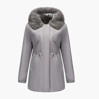 Dam Parkas Vinterjacka med Pälsluva – Elegant Varm Ytterplagg