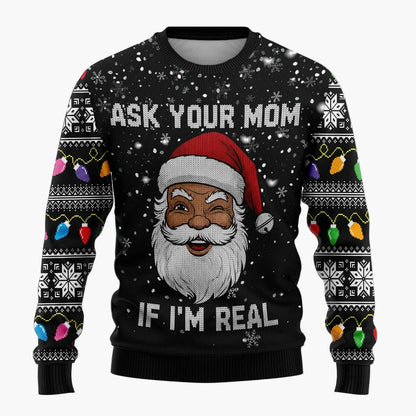 Herr Rolig Jultröja med Skämtsam Tomte och Julgran – Perfekt för Julfester och Ugly Christmas Sweater-tävlingar