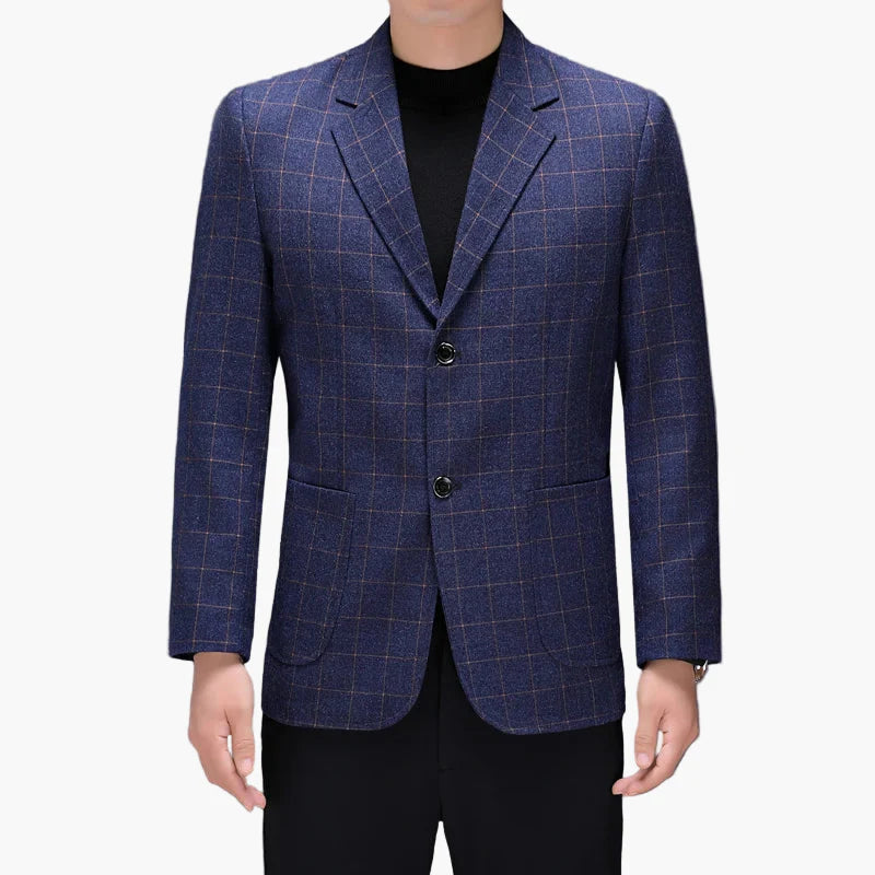Herr Kavaj Rutmönstrad Modern Stil – Elegant Affärs- och Vardagsjacka