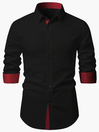 Herr Skjorta Slim Fit Elegant Festkläder Vardagsstil