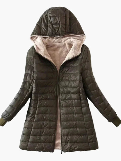 Dam Parkasjacka med Huva – Varm och Lätt Vinterjacka för Elegant Stil