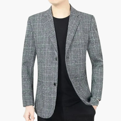Herr Blazer Rutig Klassisk Stil för Affär och Fritid