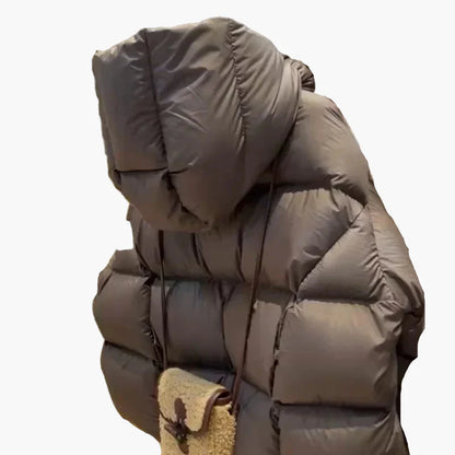 Herrarnas Vinterjacka Oversized Puffer Jacka med Huva – Trendig och Varm för Kall Vardag