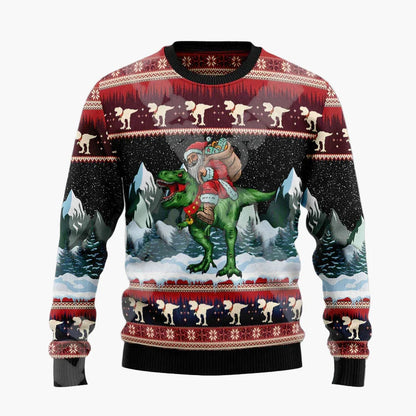 Herr Jultröja Rolig Ugly Christmas Sweater med Sittande Tomte på Skorsten – Perfekt för Julfester