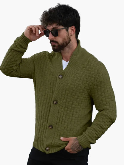 Herrkofta med avslappnad öppen design – stickad vardagskofta för stil och komfort