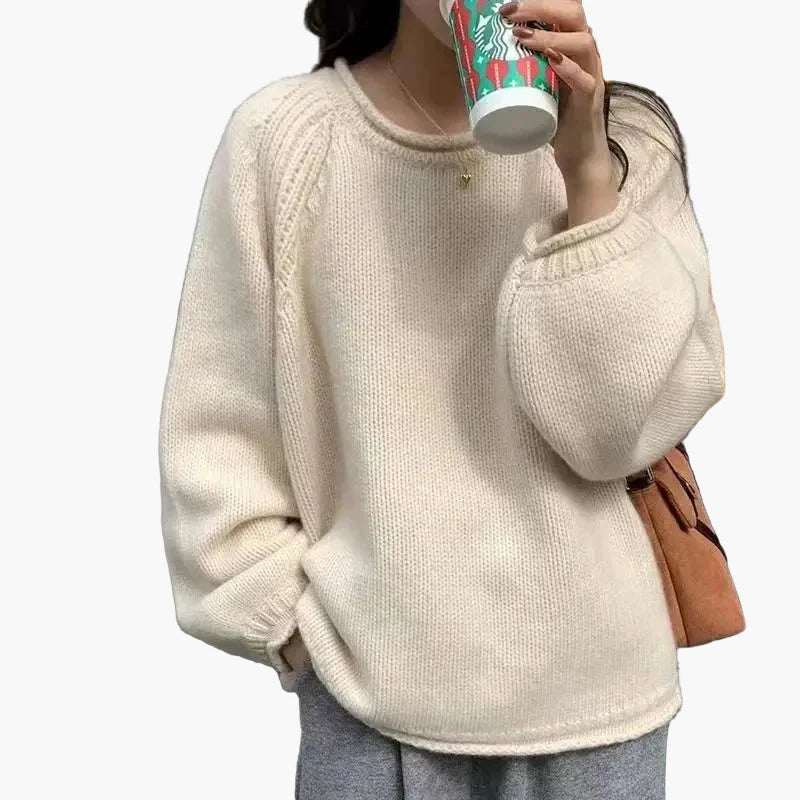 Damtröja Oversize Stickad Franskinspirerad Vardagsstil