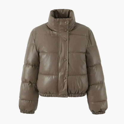Dam Pufferjacka Kort Vinterjacka Trendig Varm Fritidsstil