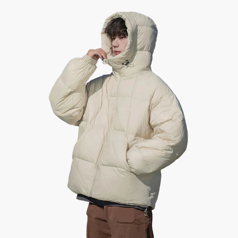Herr Oversized Vinterjacka med Huva – Avslappnad Streetwear Stil