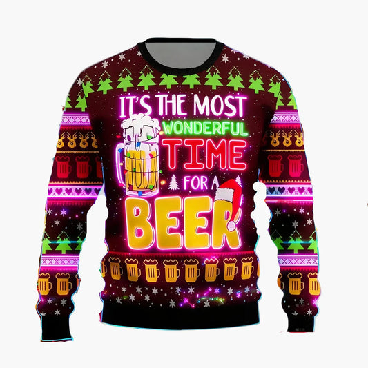 Herr Jultröja Ugly Christmas Sweater – Det är den mest underbara tiden för en öl, festlig partytröja