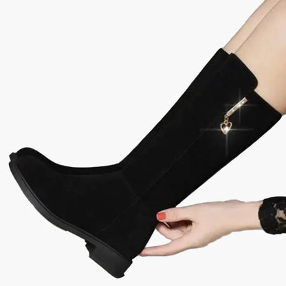 Damskor Knähöga Modeboots med Dragkedja och Hjärtdekor – Perfekta för Vinter och Höst