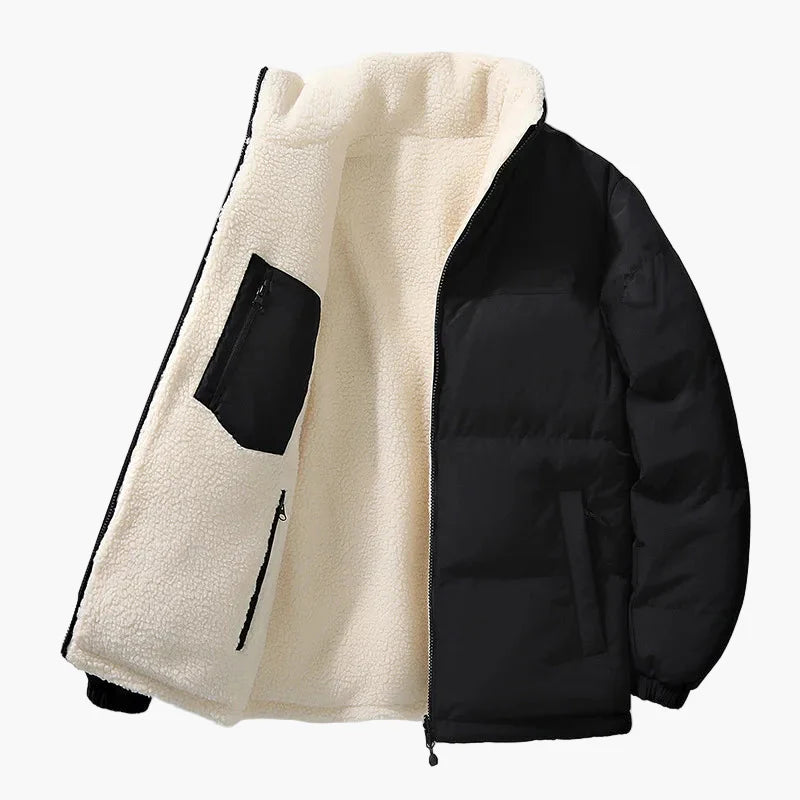 Herr Vinterjacka Lös Passform Urban Stil Varm Fleecefodrad