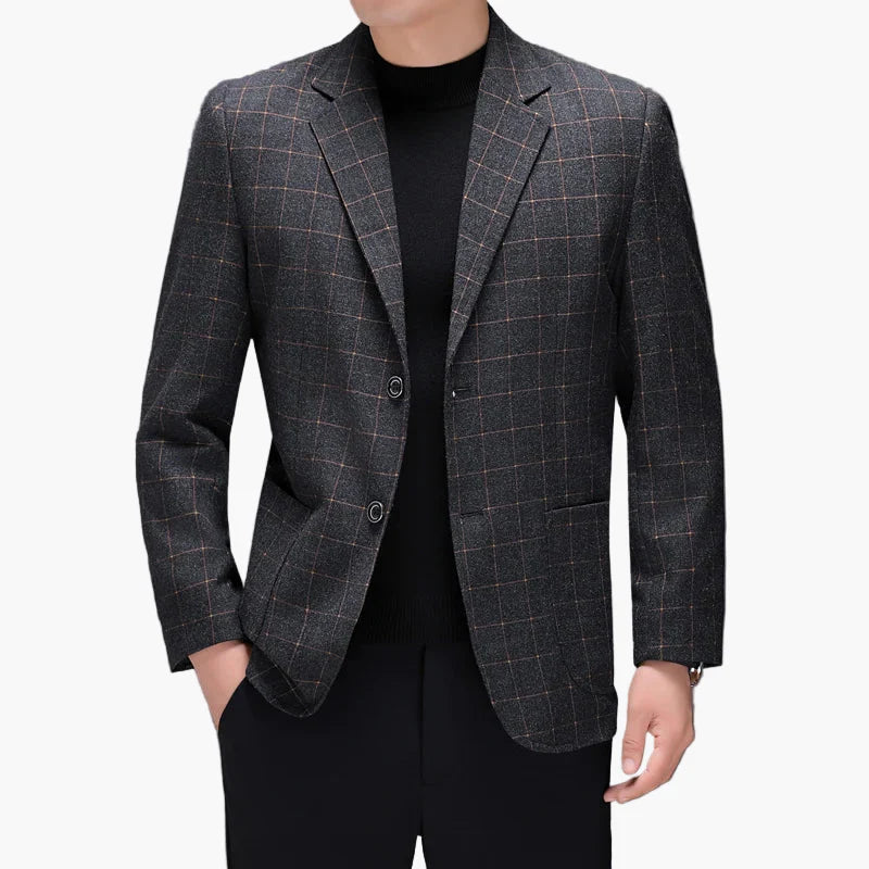 Herr Kavaj Rutmönstrad Modern Stil – Elegant Affärs- och Vardagsjacka