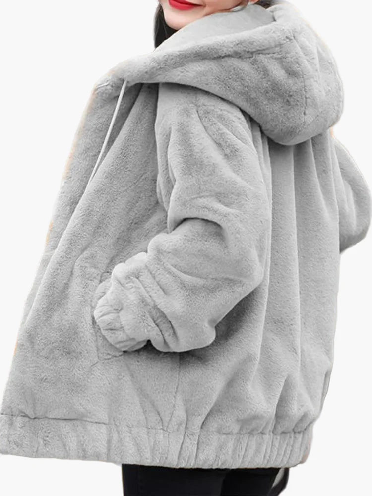 Dam Teddyjacka Hoodie Vinterjacka Oversized Streetwear