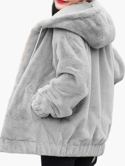Dam Teddyjacka Hoodie Vinterjacka Oversized Streetwear