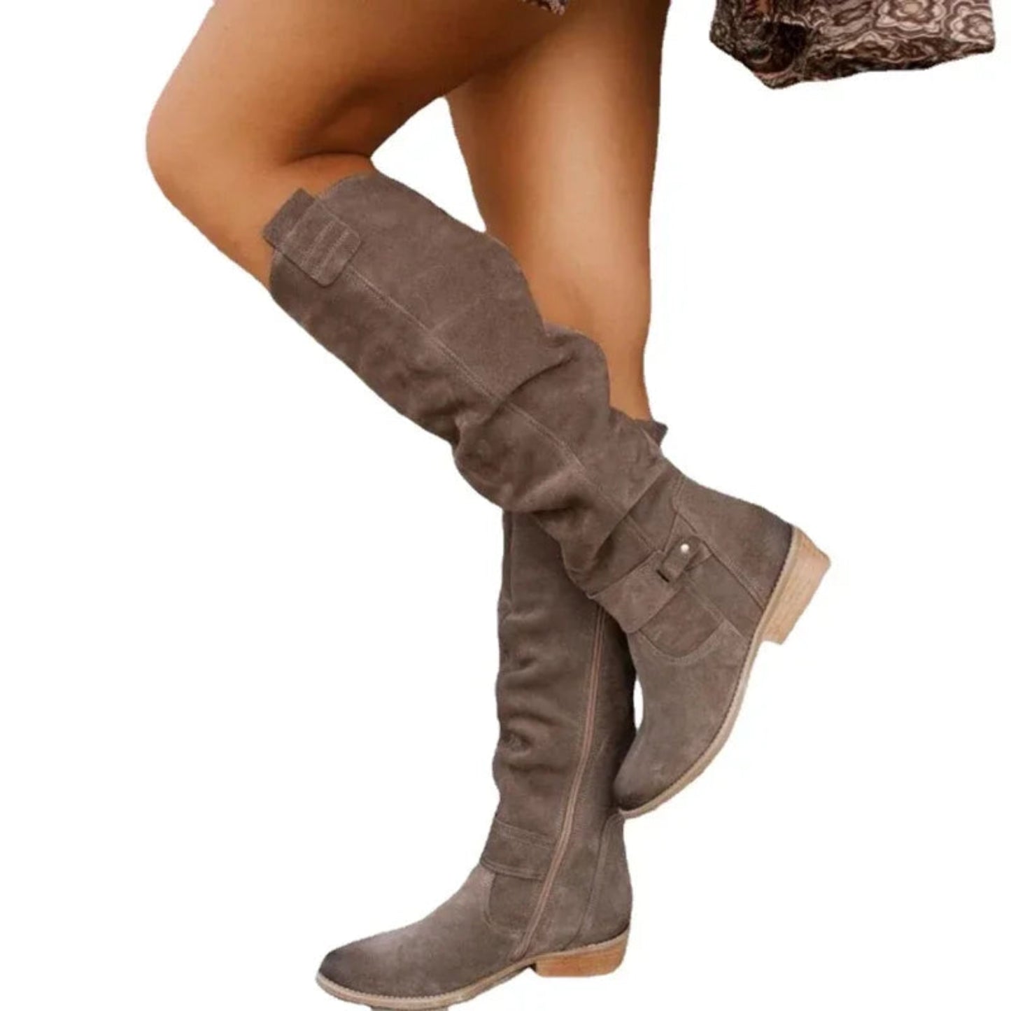 Dam Retro Knähöga Boots Lågklackade – Stilrena Höst- och Vinterstövlar