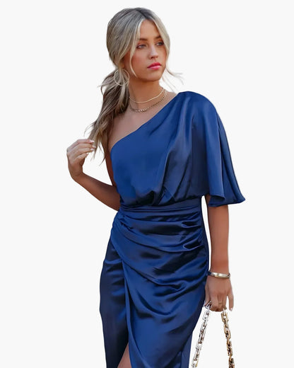 Kvinnors Asymmetrisk Midi Cocktailklänning – Elegant Fest- & Kvällsstil