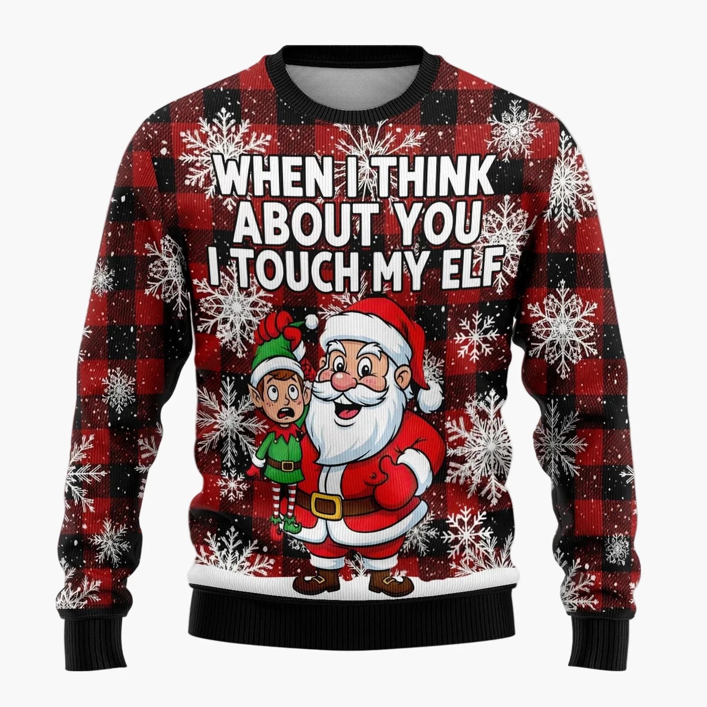 Herr Rolig Jultröja med Skämtsam Tomte och Julgran – Perfekt för Julfester och Ugly Christmas Sweater-tävlingar
