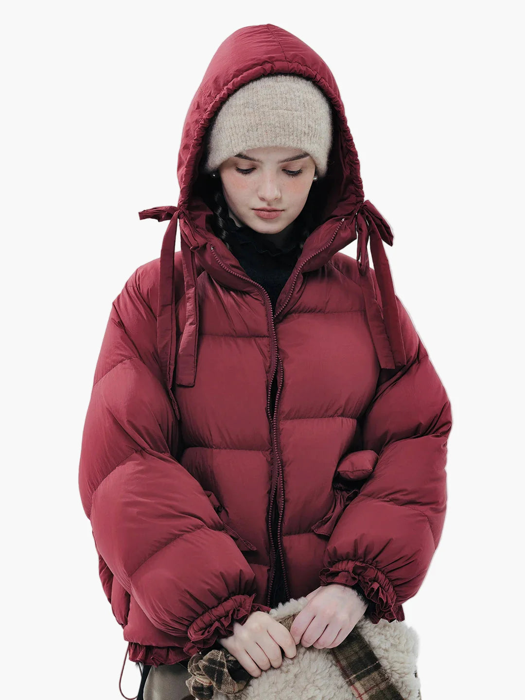Damjacka Vintage Stil Vadderad Puffjacka för Höst och Vinter – Trendig och Ledig