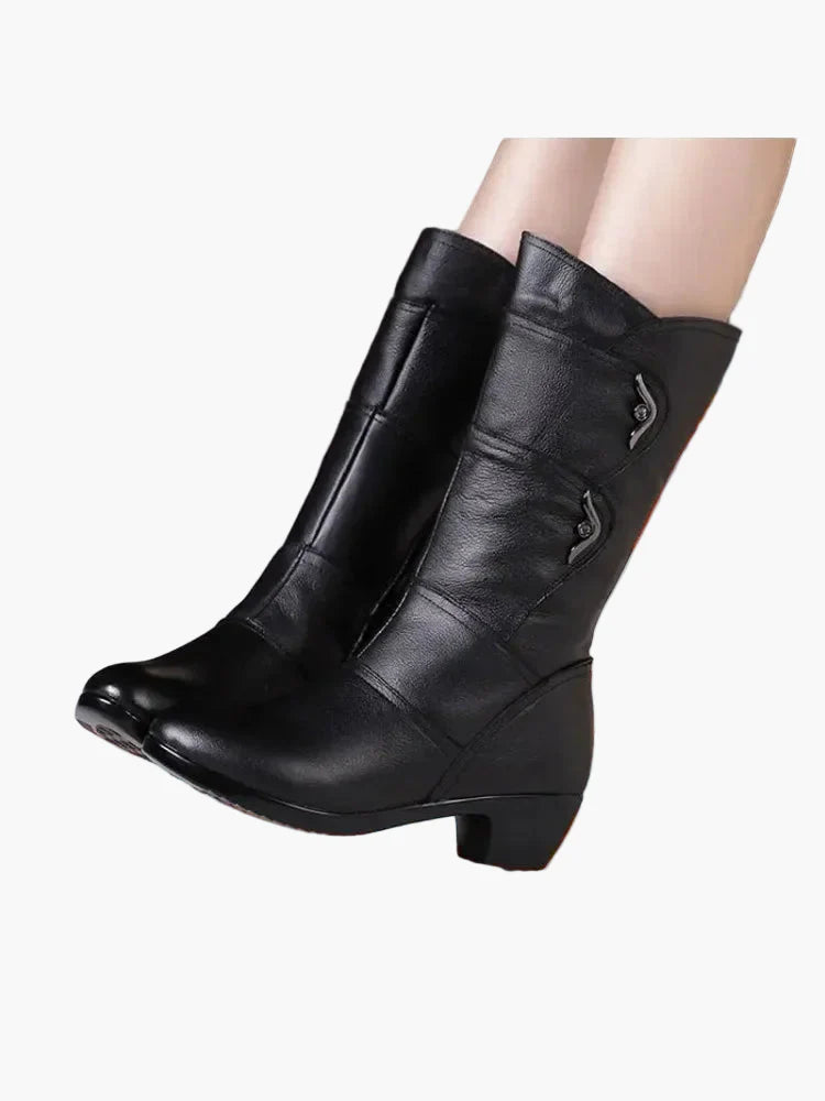 Dam Vinterkängor med Klack och Snörning – Stilrena och Varmfodrade Boots för Höst och Vinter