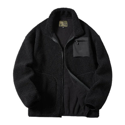 Herrar Unisex Teddyjacka med Fleecefoder – Avslappnad Vardagsstil för Höst och Vinter