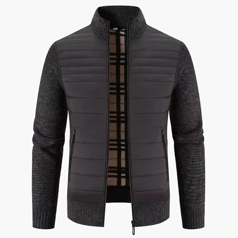 Herrjacka i koreansk stil – Slim Fit, stickad design, perfekt för vardag och höst/vinter