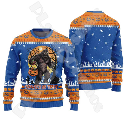 Herr Jultröja Rolig Ugly Christmas Sweater med Sittande Tomte på Skorsten – Perfekt för Julfester