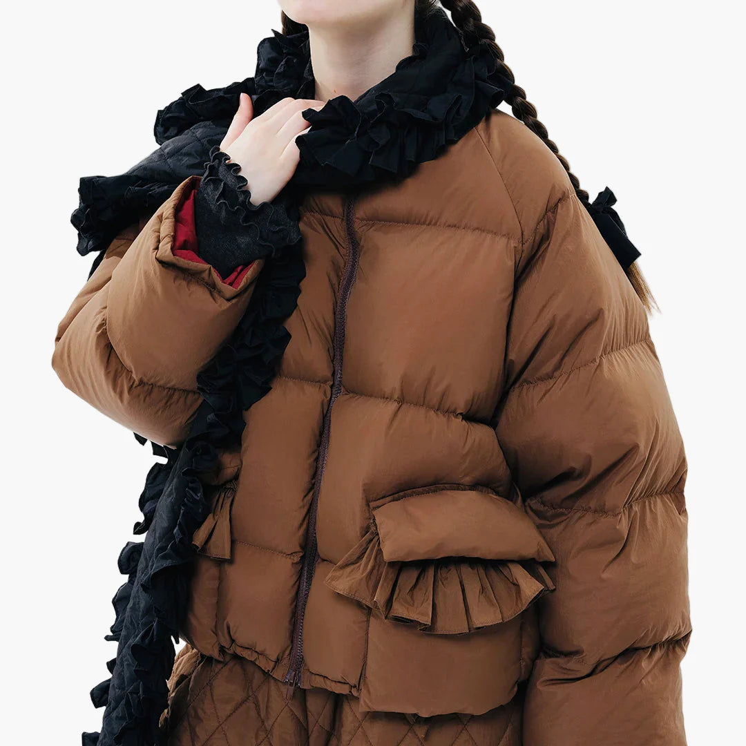 Damjacka Vintage Stil Vadderad Puffjacka för Höst och Vinter – Trendig och Ledig