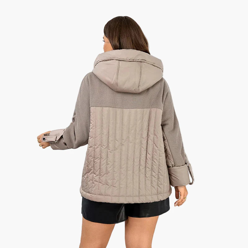 Damjacka quiltad vinter casual elegant plus size med huva