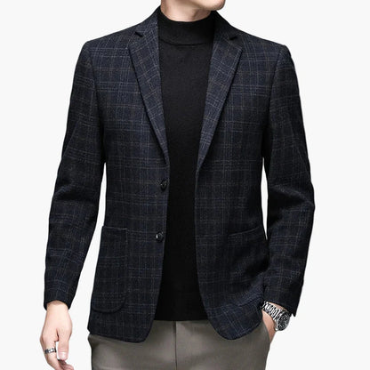 Herr Kavaj – Modern Rutig Blazer för Affär och Fest