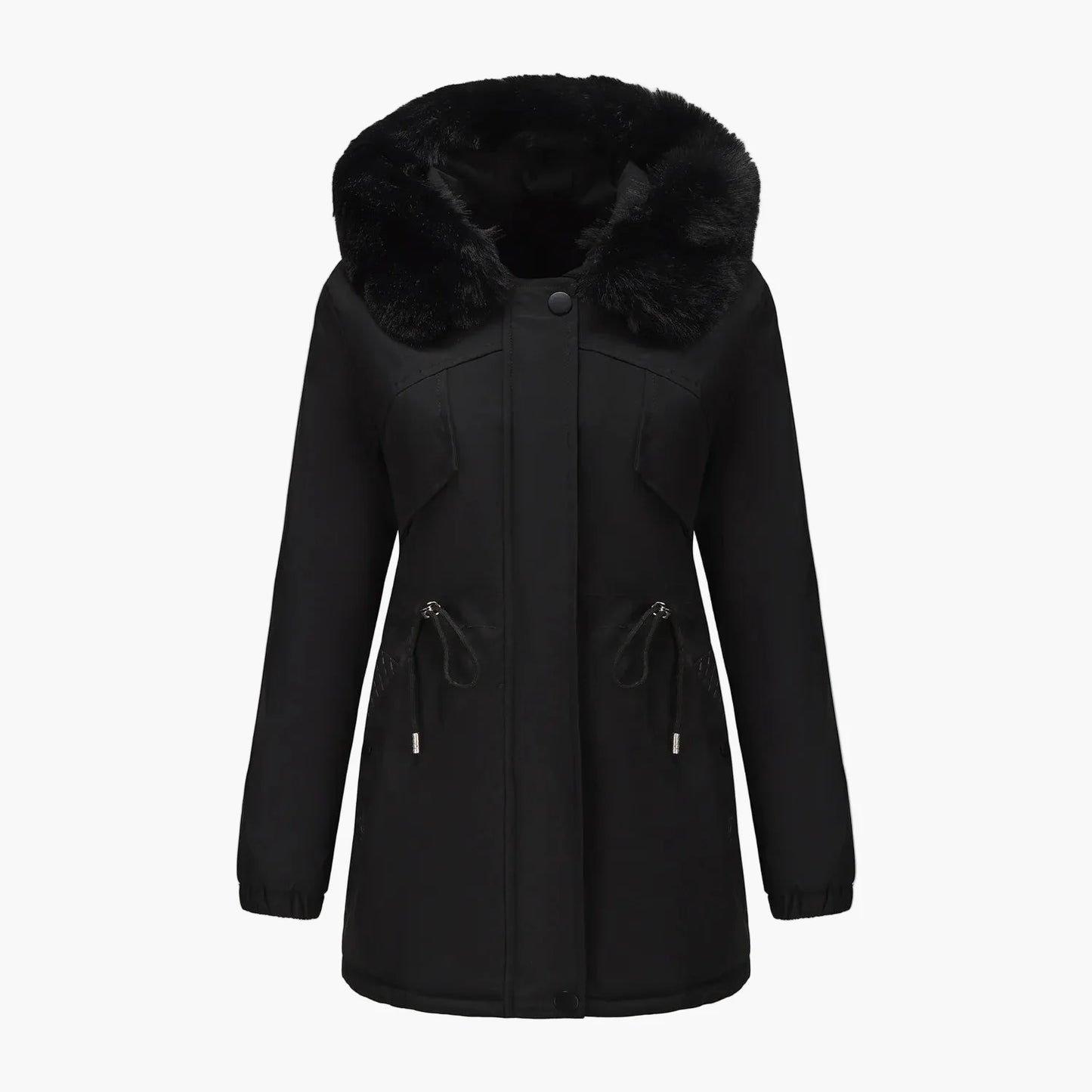 Dam Parkas Vinterjacka med Pälsluva – Elegant Varm Ytterplagg